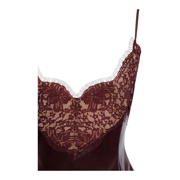 Shelby Dark Brown Vegan Leather with Lace Mini Dress - Picture 13 of 14